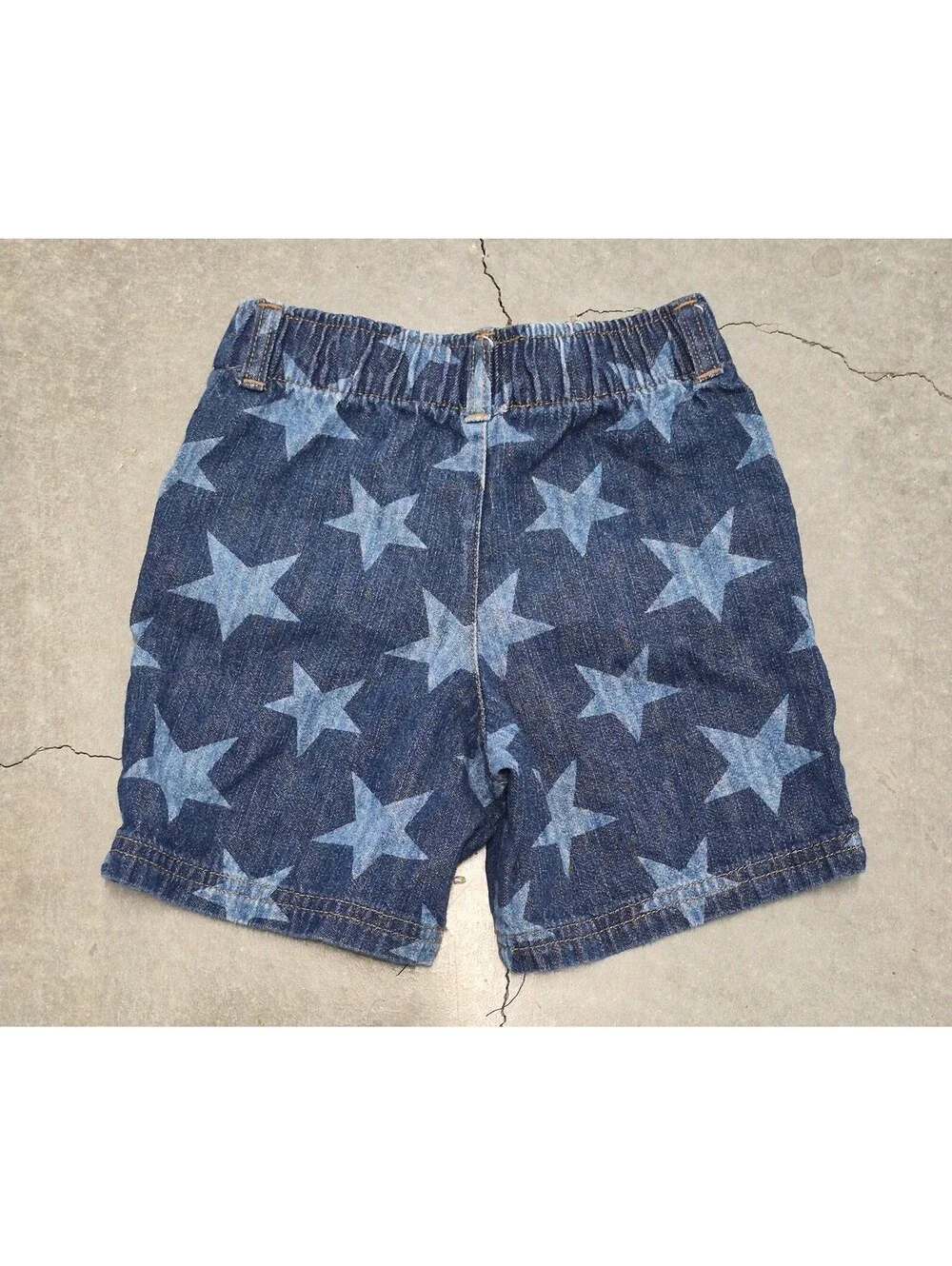Star Pattern Blue Denim Toddler Shorts
